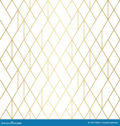 Geometric Gold Line Pattern On White Background Stock Illustration