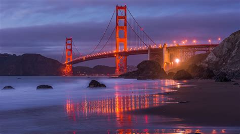 Golden Gate Bridge During Nighttime In Usa Hd Travel Wallpapers Hd