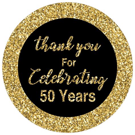 Buy 50th Birthday Thank You Stickers Black And Gold 50th Birthday