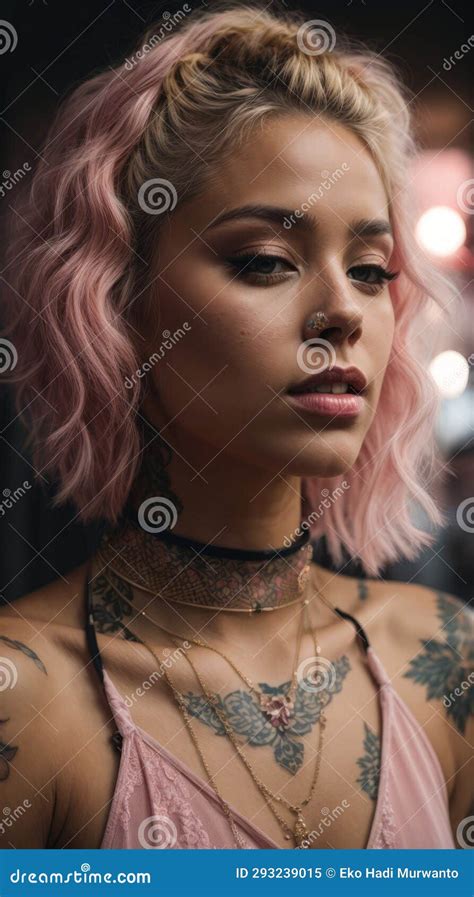 Pink Haired Temptation A Vision Of Beauty Stock Illustration