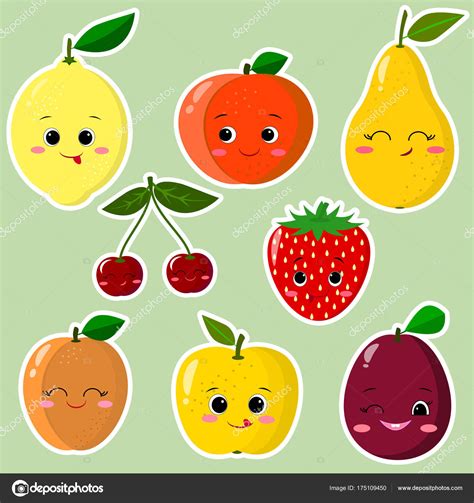 Fruit Sticker Collectioncollection Of Stickers From Fruits In A White