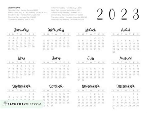 2023 Calendar Printable Cute And Free 2023 Yearly Calendar Templates In