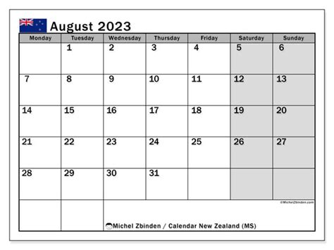 August 2023 Calendar Nz Get Calendar 2023 Update