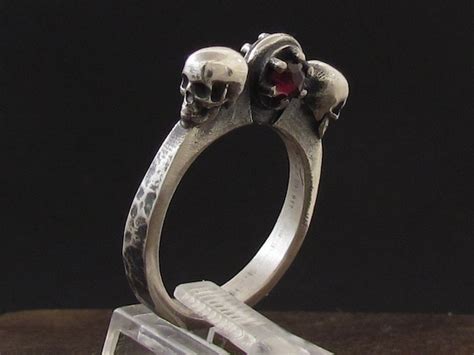 Mysacrum Skull Ring Garnet Etsy