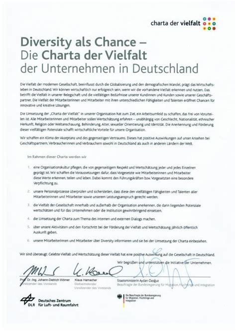 Unterzeichnung Der Charta Der Vielfalt