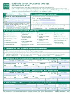 Texas Outboard Motor Application Free Bill Of Sale Forms