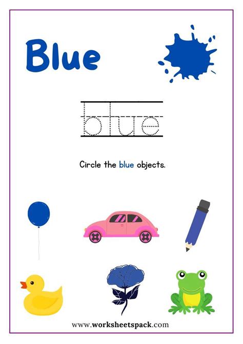 Free Preschool Color Worksheets Pack Color Blue Activities Color