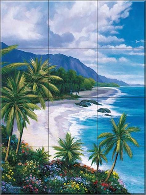 Ceramic Tile Mural Tropical Paradise 1 Jz By John Zaccheo Tropical