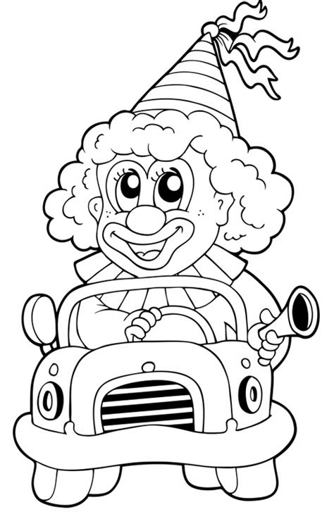 Bastelvorlagen zum ausdrucken » kostenlos als pdf. Kostenlose Malvorlage Transportmittel: Clown in einem Auto ...