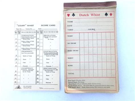 Items Similar To Vintage Game Score Card Dutch Whist Paper Ephemera