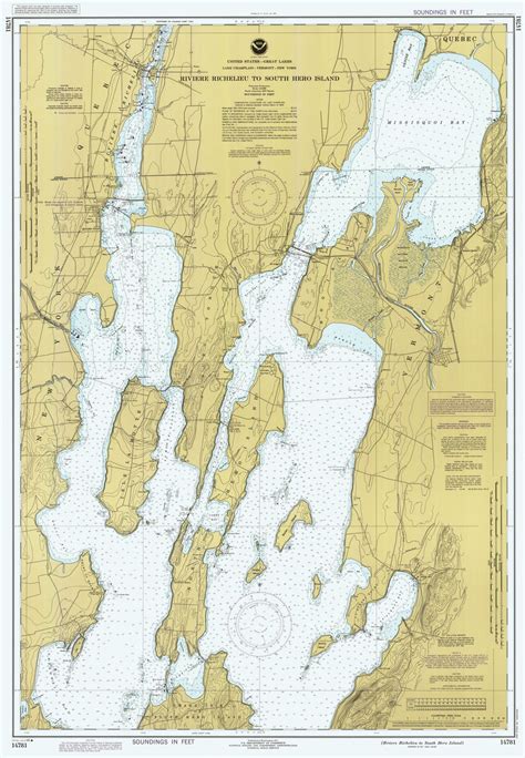 Lake Champlain Fishing Map Colored Map