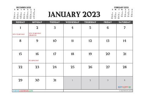 Blank Calendar Jan 2023 Recette 2023