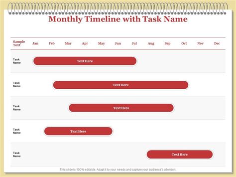 Monthly Timeline With Task Name L1897 Ppt Powerpoint Presentation