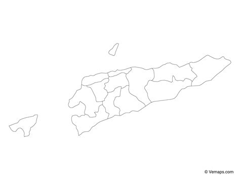 Outline Map Of East Timor With Municipalities Free Vector Maps
