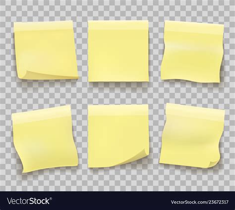 Yellow Memo Paper On Transparent Royalty Free Vector Image