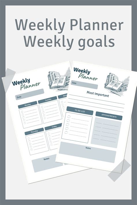 Undated Weekly Planner Printable Pdf Etsy Weekly Planner Printable