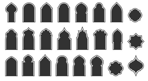 Set Of Arabic Windows And Doors Silhouette Of Islamic Architecture
