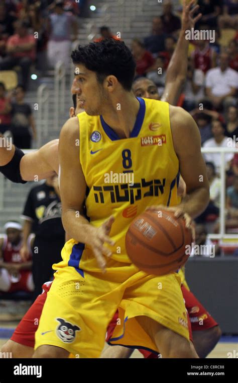 Maccabi Tel Aviv Basketball Team Yellow Playing Hapoel Gilboa Galil