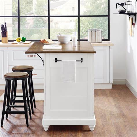 Dhp Kelsey Kitchen Island With 2 Stools And Drawers White