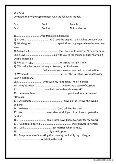 Ability And Possibility Can Could Be English ESL Worksheets Pdf Doc