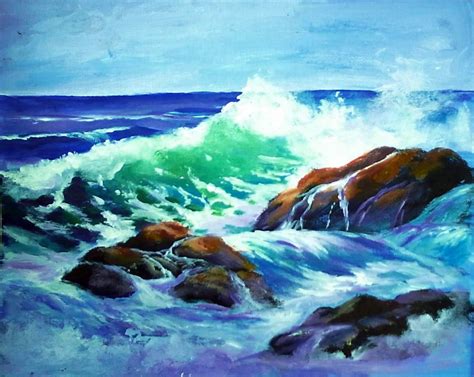 Waves Crashing On The Rocks Two Parts Just Artsy Things Pintura