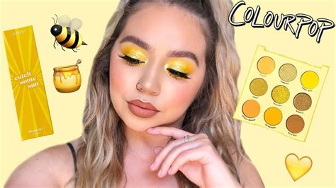 colourpop yellow palette collection uh huh honey review swatches tutorial youtube