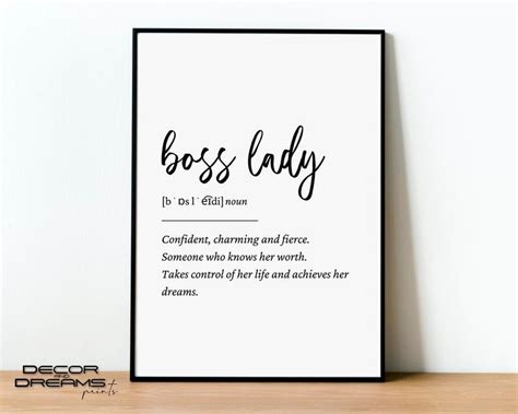 Boss Lady Definition Print Printable Office Decor Boss Lady Etsy Boss Lady Wall Prints