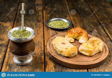 Traditional Argentinian Yerba Mate Tea In Calabash Gourd And Argentine