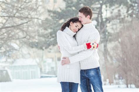 Loving Couple On The Snow Stock Image Image Of Jeans 37567485