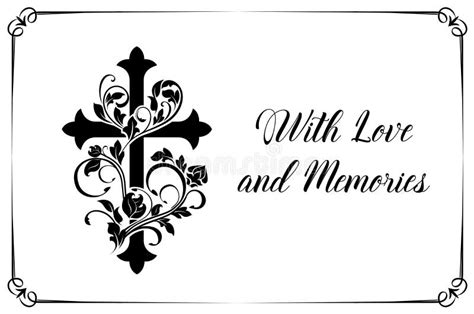 Funeral Vector Card With Cross And Floral Ornament Stock Vector