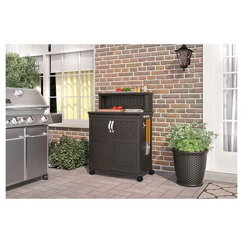Keter Unity Xl Portable Outdoor Table And Storage Cabinet With Hooks For Grill Accessories