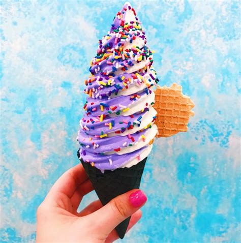 these purple soft serve ice cream cones are magical af soft serve ice cream yummy ice cream