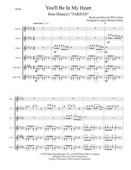 Youll Be In My Heart For Flute Choir By Phil Collins Digital Sheet