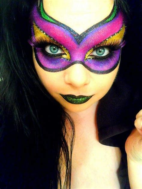 Beautiful Face Paint Masquerade Mask Pink Purple Green