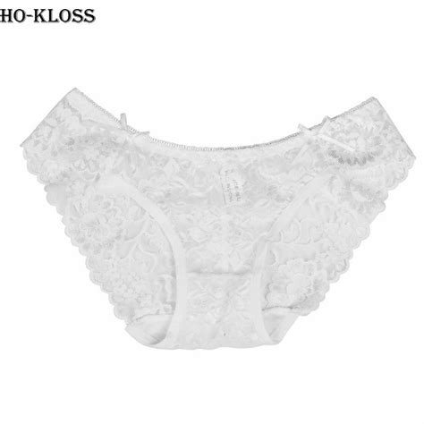 2018 Hot Womens Sexy White Lace Panties See Through Plus Size Cotton Bow Knot Sex Ladies Lace