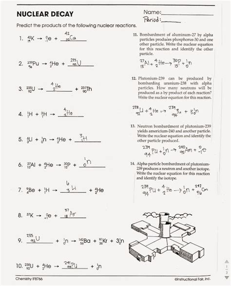 The formula for radioactive decay is calculated using the initial quantity of substance and half lifetime. Tom Schoderbek Chemistry: Nuclear Decay Half-lives Worksheet