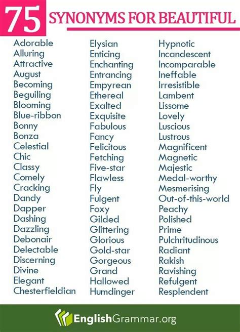 English Words That Mean And Are Synonyms Of Beautiful Expand Your
