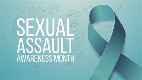 Sexual Assault Awareness Month Concept Banner Template With Teal Ribbon Vector Illustration