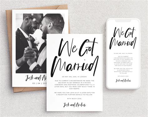we got married card template text message instant download etsy