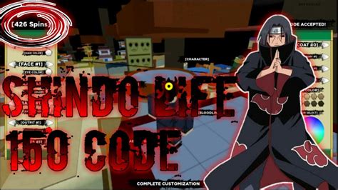 150 Spin Code Shindo Life Codes Itachi Youtube