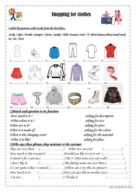 Shopping For Clothes English Esl Worksheets Pdf And Doc
