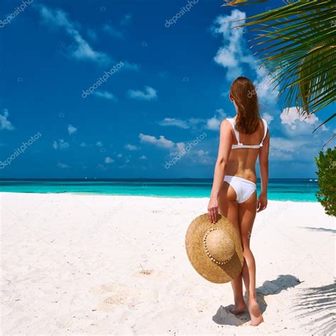 Woman In Bikini On A Beach At Maldives Stock Photo By Haveseen