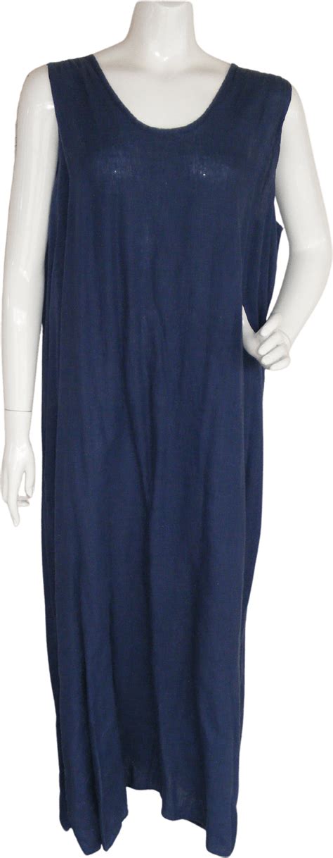 vintage 90 s blue linen sleeveless maxi dress by flax by jeanne engelhart shop thrilling