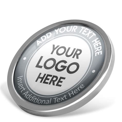 Silver Bespoke Your Logo And Text Round Metal Badge 22mm Resin Finish
