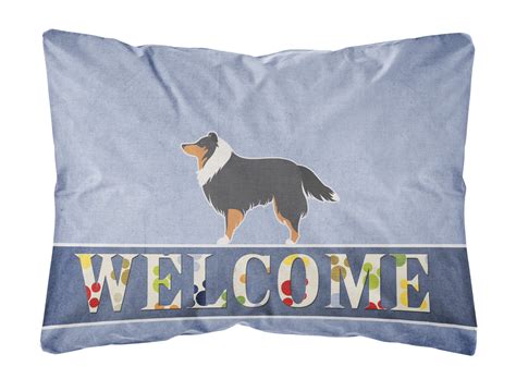 Sheltieshetland Sheepdog Welcome Canvas Fabric Decorative Pillow