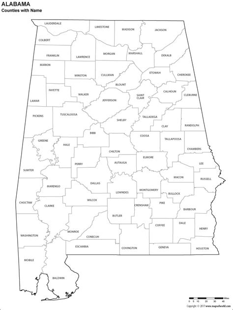 Blank Alabama County Map