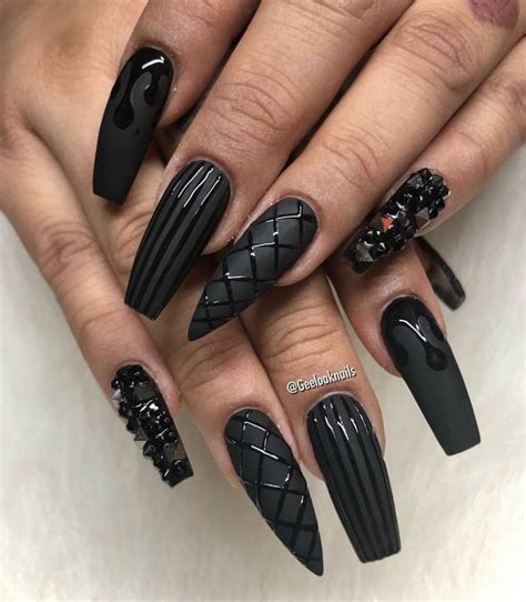 Pin By Beautiful Strong Wise On Nails Black Acrylic Nail Designs