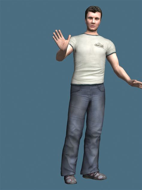 Casual Man Standing And Rigged 3d Model 3ds Maxmaya Files Free Download