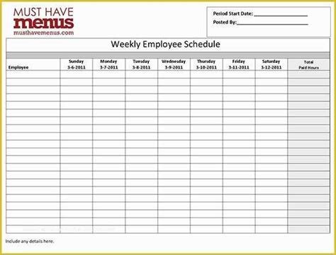 Monthly Employee Schedule Template Free Of 20 Hour Work Week Template