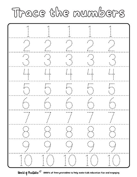 Number Tracing 1 10 Worksheet Free Printable Worksheets Worksheetfun
